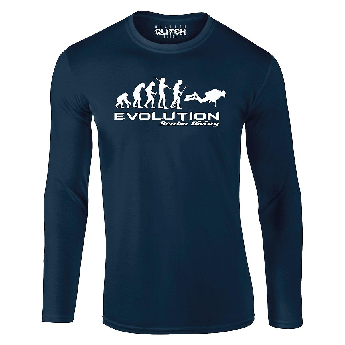 Reality Glitch Evolution Of Scuba Diving Mens T-shirt - Long Sleeve