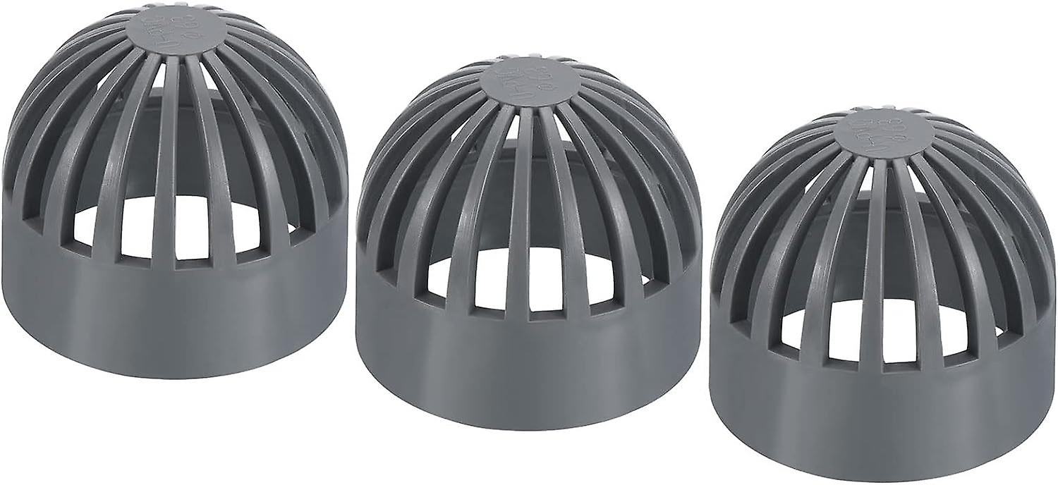 2 Inch (approx. 5.1 Cm) Atrium Drain Grate Cover, 3-pack Round Outdoor Upvc Sewer Drain Fitting Adapter For Drainage Systems, Gray