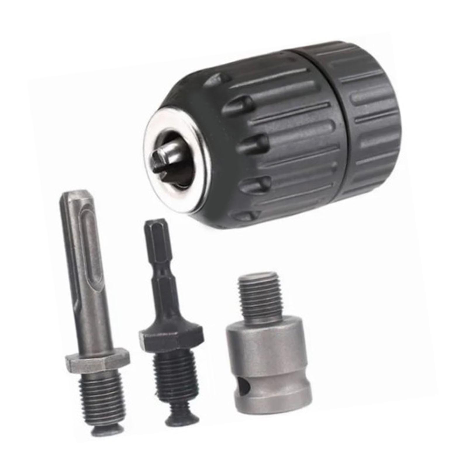 4 Pcs Drill Chuck Adapter Set 10mm Impact Drill Chuck with Round Hex Shank Connection Rod Electric Wrench Converter