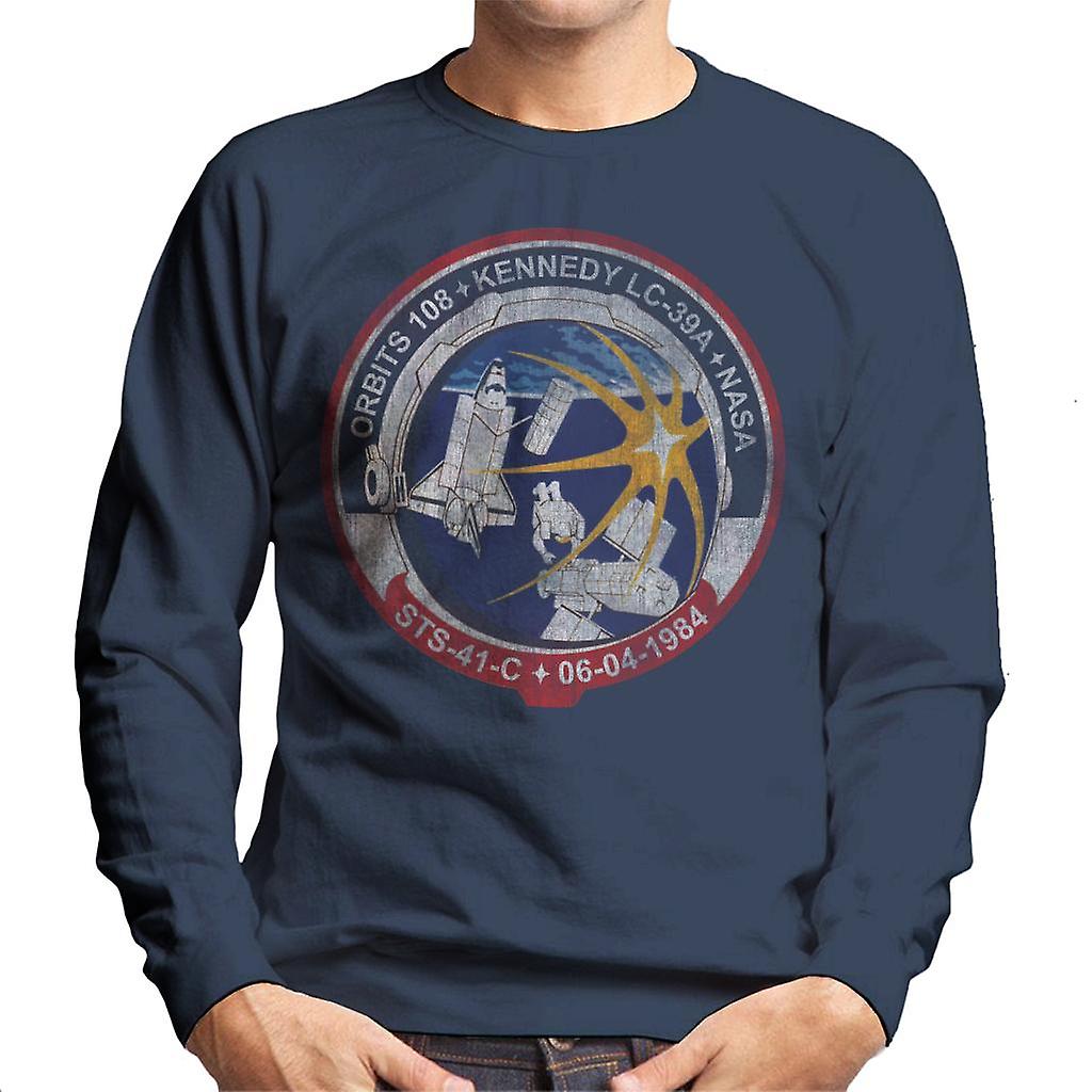 NASA STS 41 C Challenger Mission Badge Distressed Men's Sweatshirt
