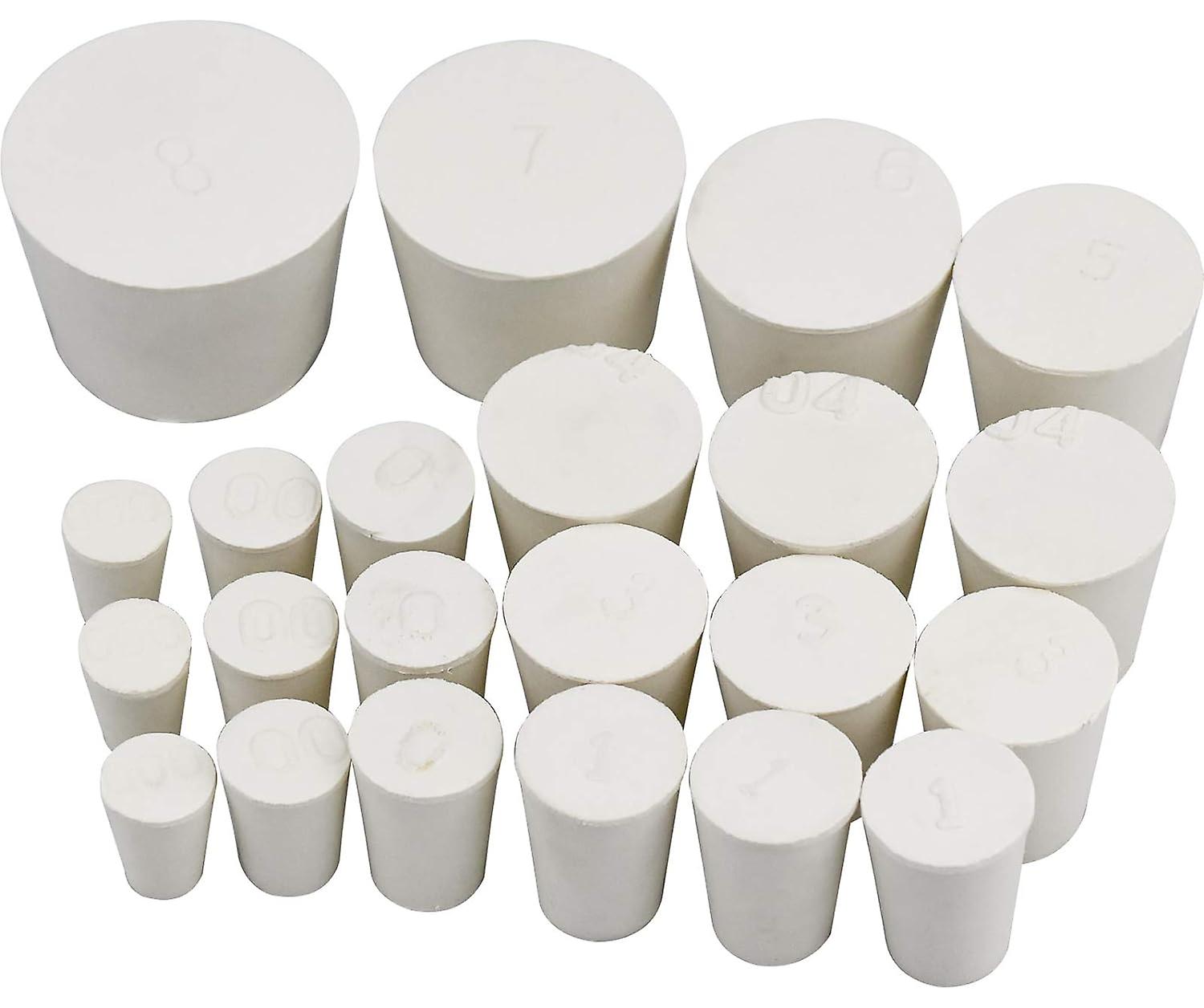 22 Pcs Solid Rubber Stopper, Solid Rubber Tapered Stopper for Laboratory (Sizes 000# -8#)