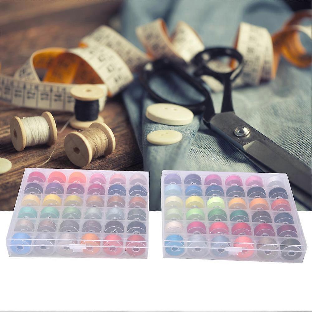 High Quality Transparent 72 Colors Thread Spool with 2 Plastic Boxes for Sewing Machine Accessories. 72 Colors Thread Spool (2 Boxes)