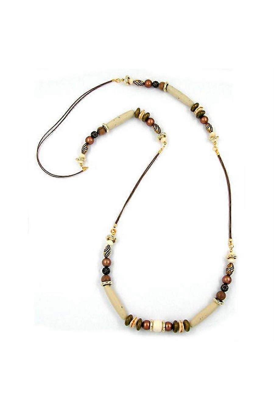 Necklace Brown Beads 100cm - Gl04684