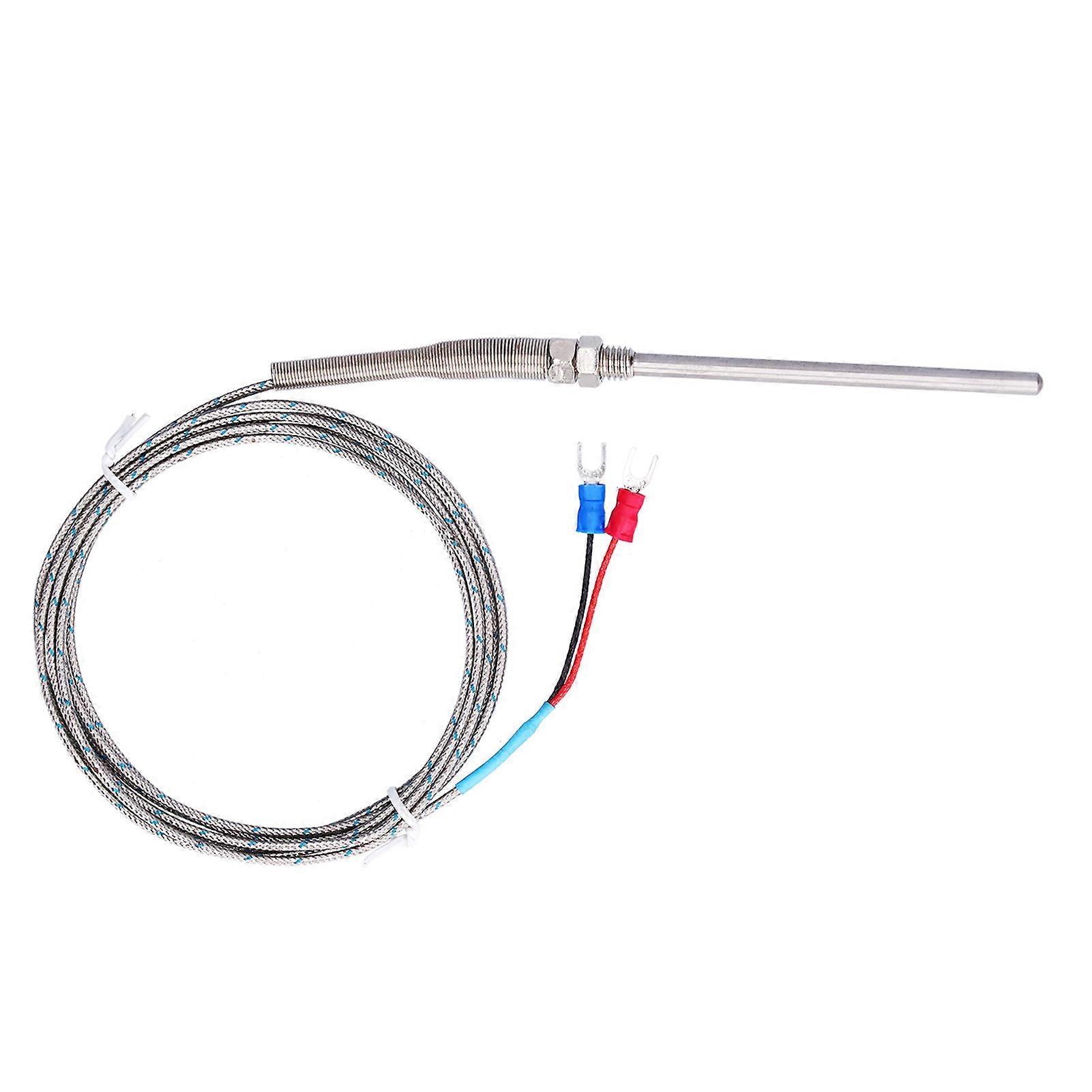 Stainless Steel K Type Thermocouple Temperature Probe 0~600°C WRNT187 (Red and Black Line, 1 Meter)