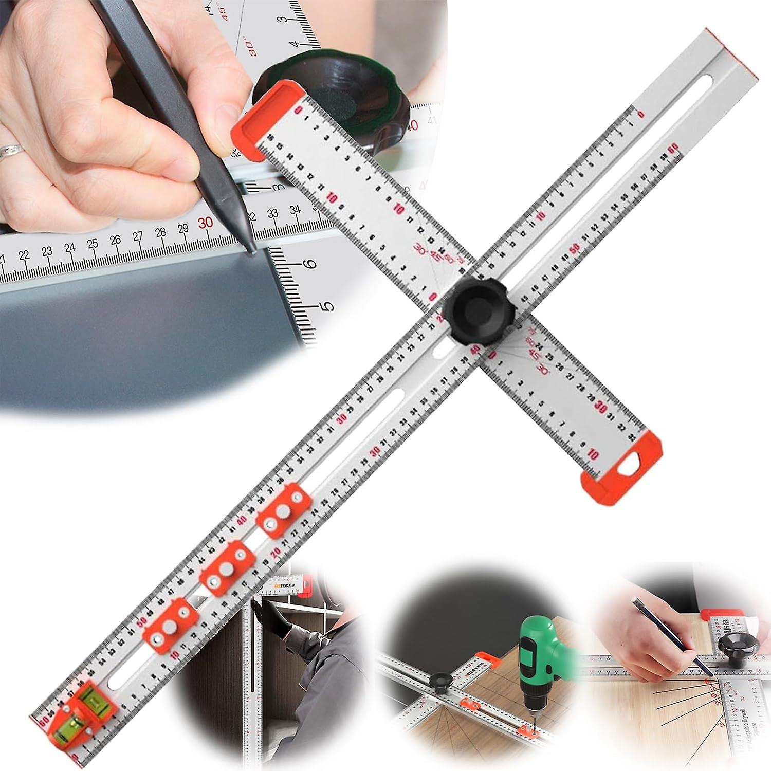 2-in-1 Drilling Positioning Ruler - T Square Ruler,Multi Angle Measuring Ruler