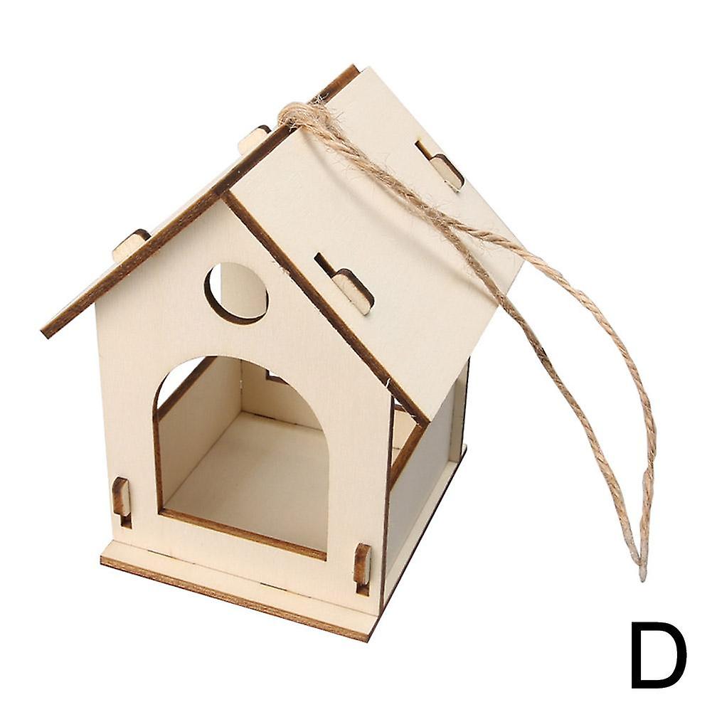 D Small (D)$ Wooden DIY Bird House Bird Nest Outdoor Hanging Bird Cage