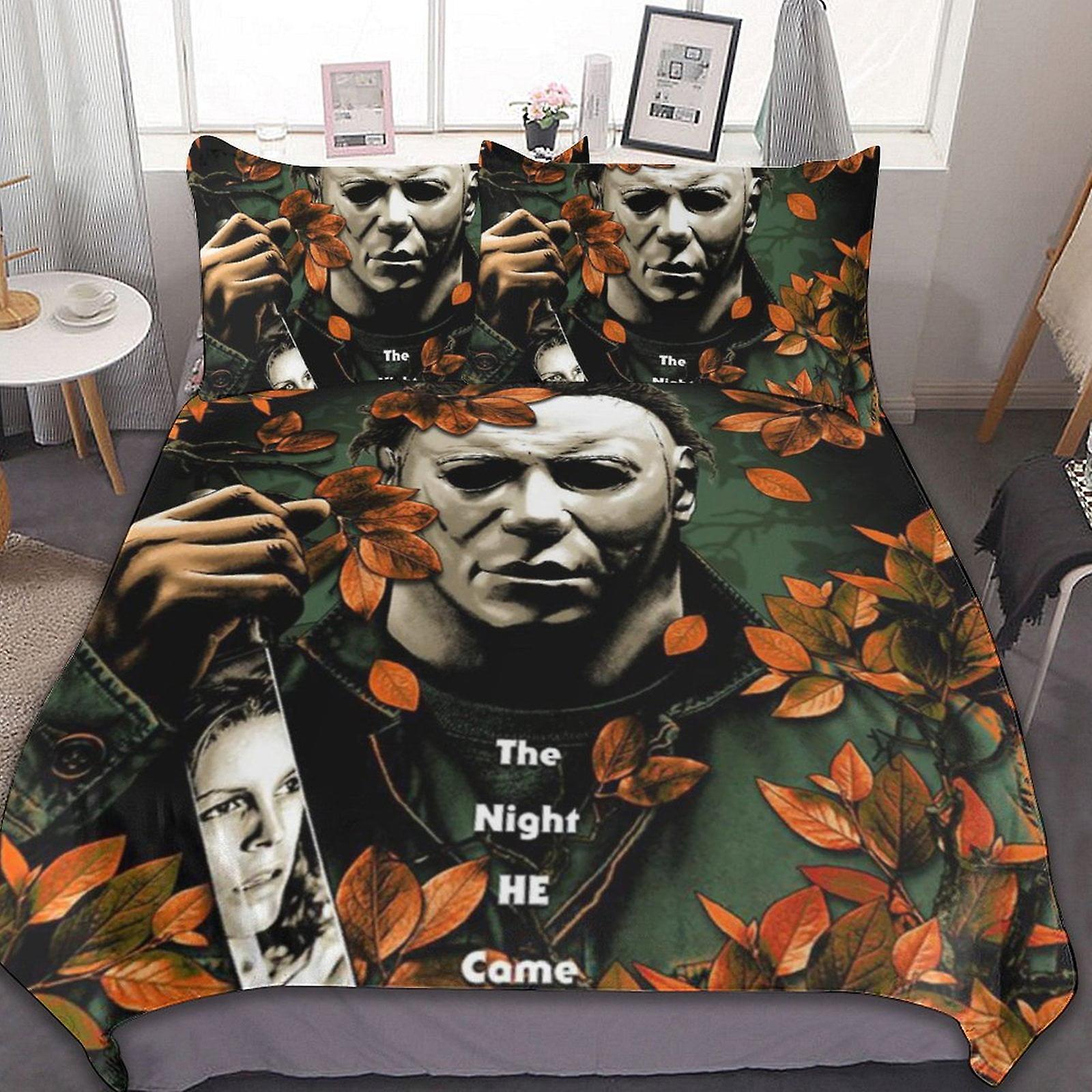 Michael Myers Halloween 3 Pcs Bed Sheets Set Breathable Duvet Cover with 2 Pillow Sham Soft All Seasons Bedding Set