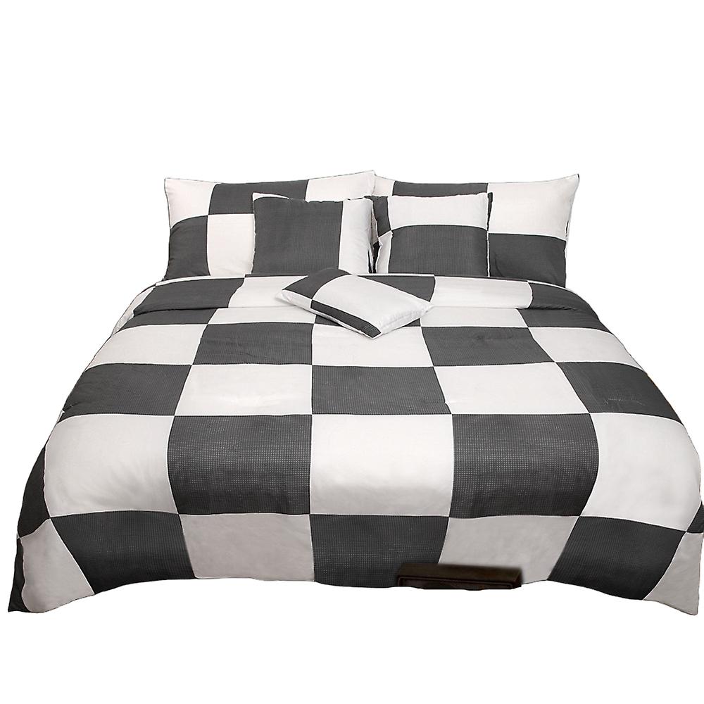 Shangri La 6 Piece Comforter Set Check Charcoal Queen By Comforter Sets Queen