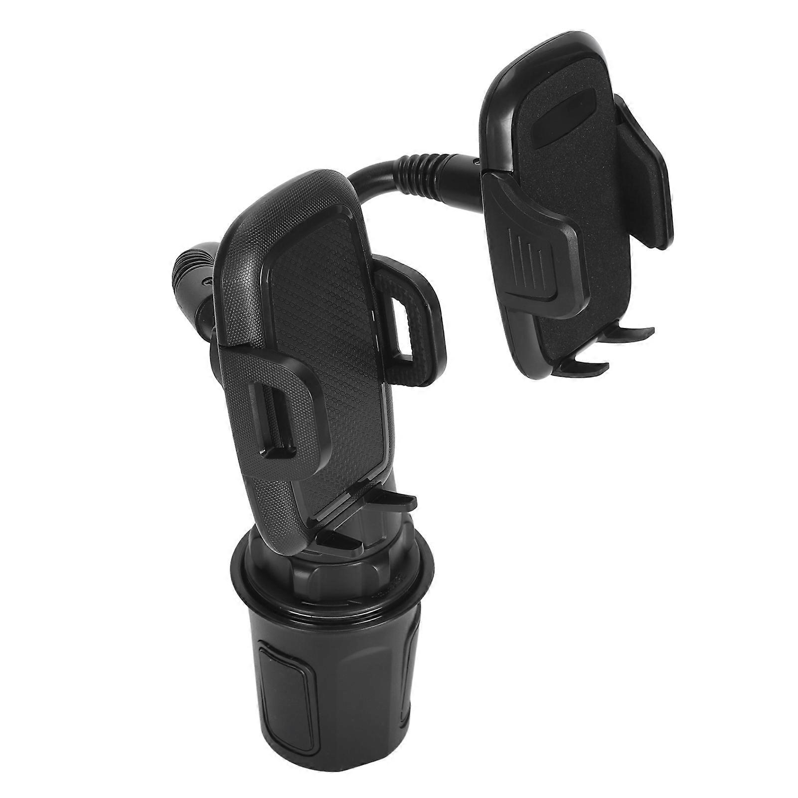 車用カップホルダー用デュアルフォンホルダー カップフォンホルダー 360度回転式車載電話マウント グースネック スマートフォン用 47インチ ブラック