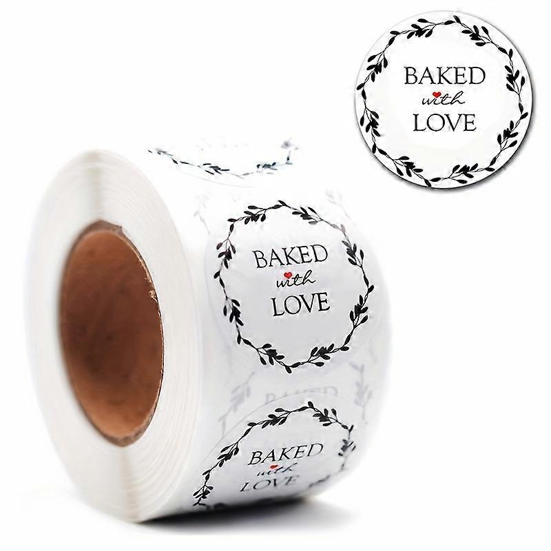500pcs/roll Glossy White Baking Love Stickers - Adorable Round Decorations for Breads, Desserts & Crafts - Versatile Self-adhesive Labels for Scrapboo