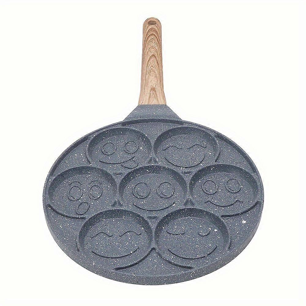 Pancake Pans For Kids, Pancake Shapes Pan, Mini Pancakes Maker Nonstick Pancake Griddle 7 Hole Smiley Face Pancake Mold For Breakfast, 10 Inch