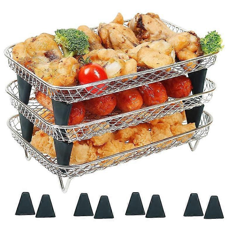 Air Fryer Rack for Ninja Dual Basket, 3 Layers, Stacking Bacon Racks, Air Fryer Accessories for Ninja DZ201, DZ401
