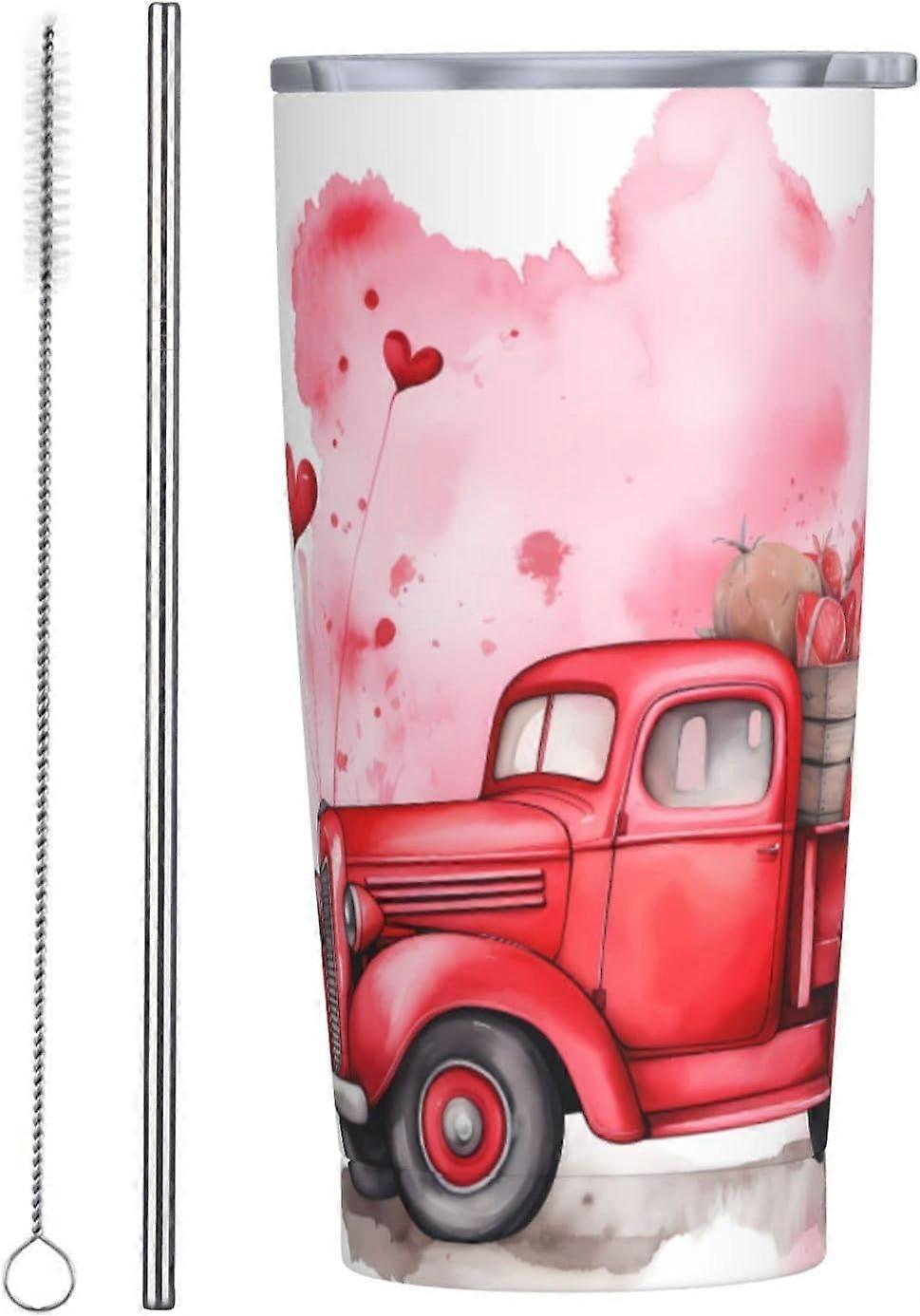 Love and Valentine's Day 20 oz Tumbler with Lids and Straws Stainless Steel Vacuum Coffee Mug for Car Home Office Outdoor Travel