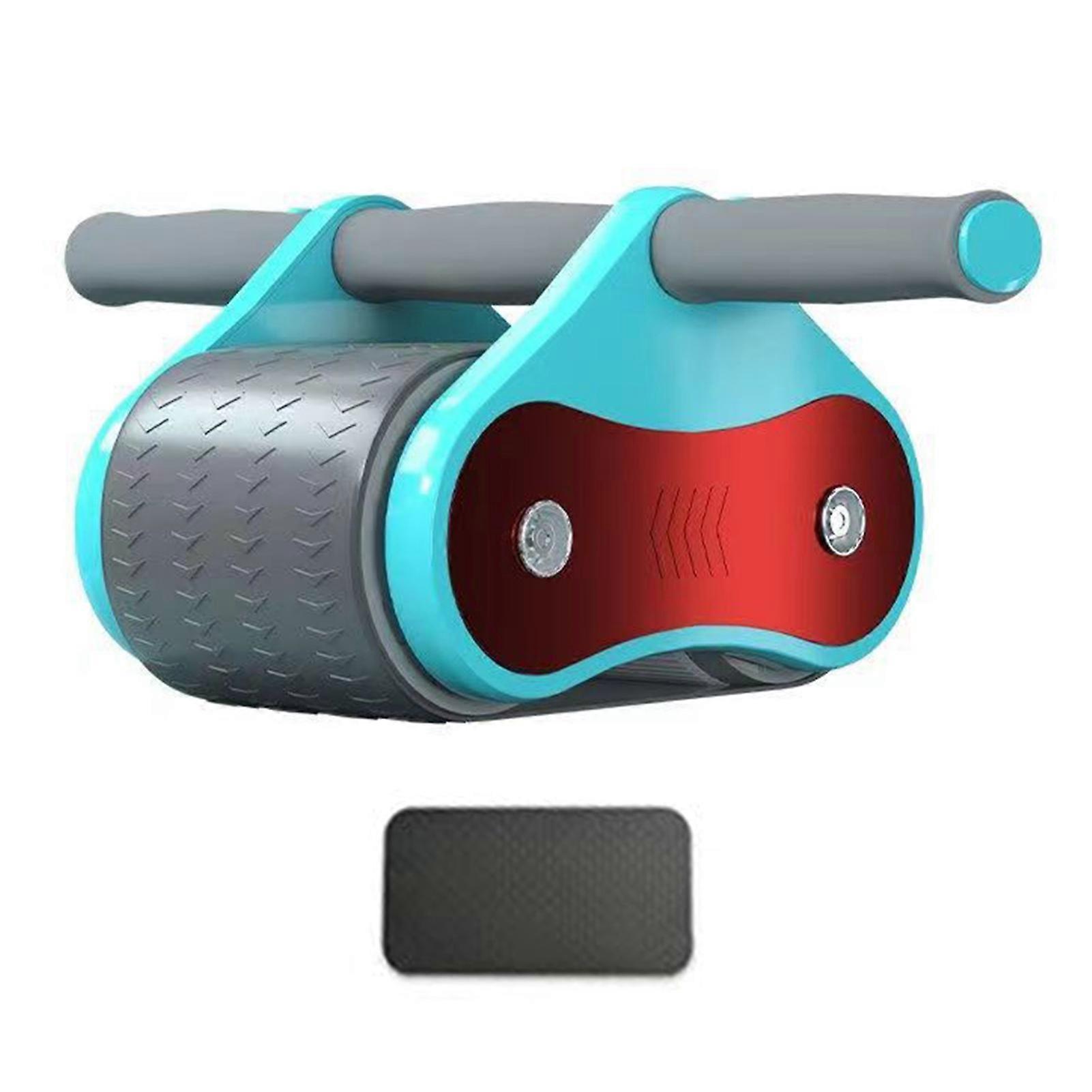 Double Wheel Single Rebound Abdominal Wheel Automatic Rebound Abdominal Roller Ab Workout Equipment Blue
