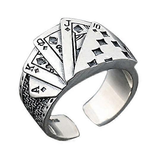 Playing Card Ring Punk Retro Live Wide Ring Men