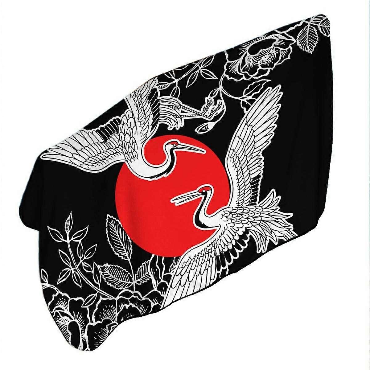Artistic Flowers and Storks Microfiber Beach Towel