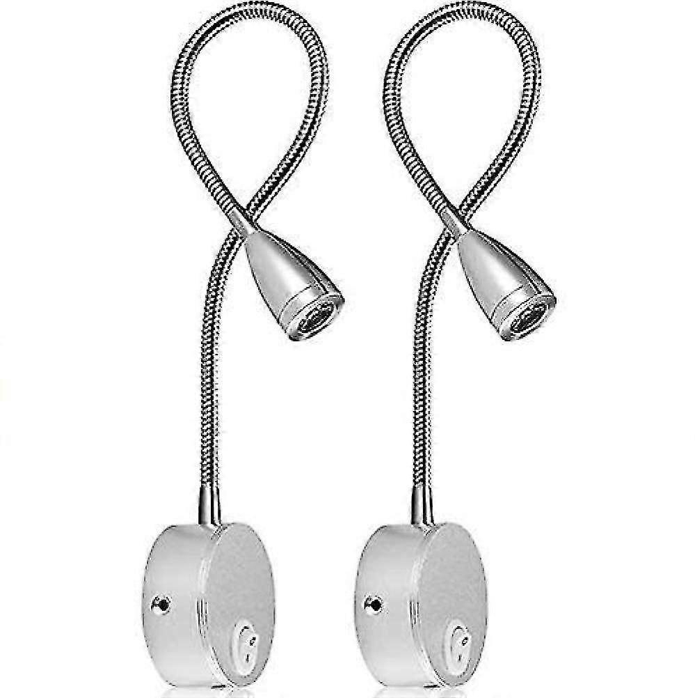 Wall Mount Reading Lamp, Dimmable Led Bed Lamp With Touch Switch, Flexible Gooseneck For Bedroom, Warm White (2 Pack)