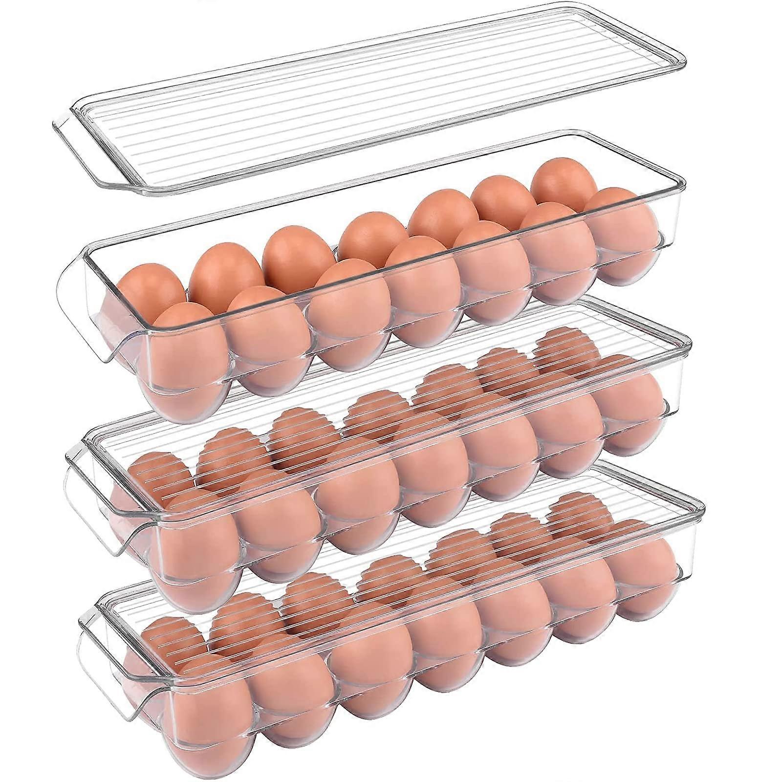 Set of 3 Fridge Egg Insert Egg Storage Container for 42 Eggs,Egg Tray with Handle and Lid