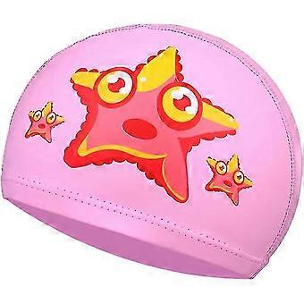 Pink Starfish Kids Shower Cap - Vanntett dusjhette for barn, hårpleie, komfortabel pu coated dusjhette