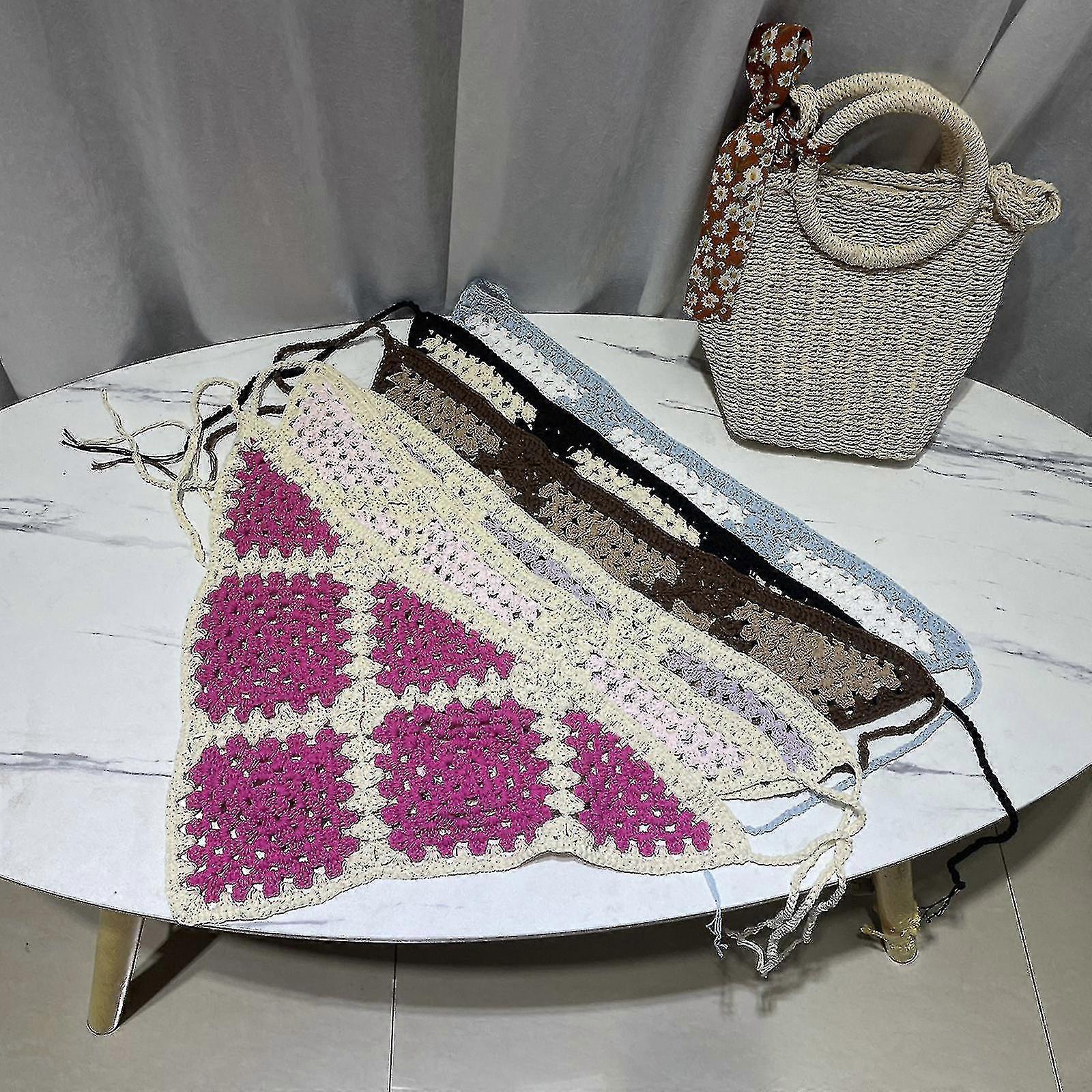 Headband Knitted Triangle Headband Girls Color Matching Adjustable Crochet Head Scarf