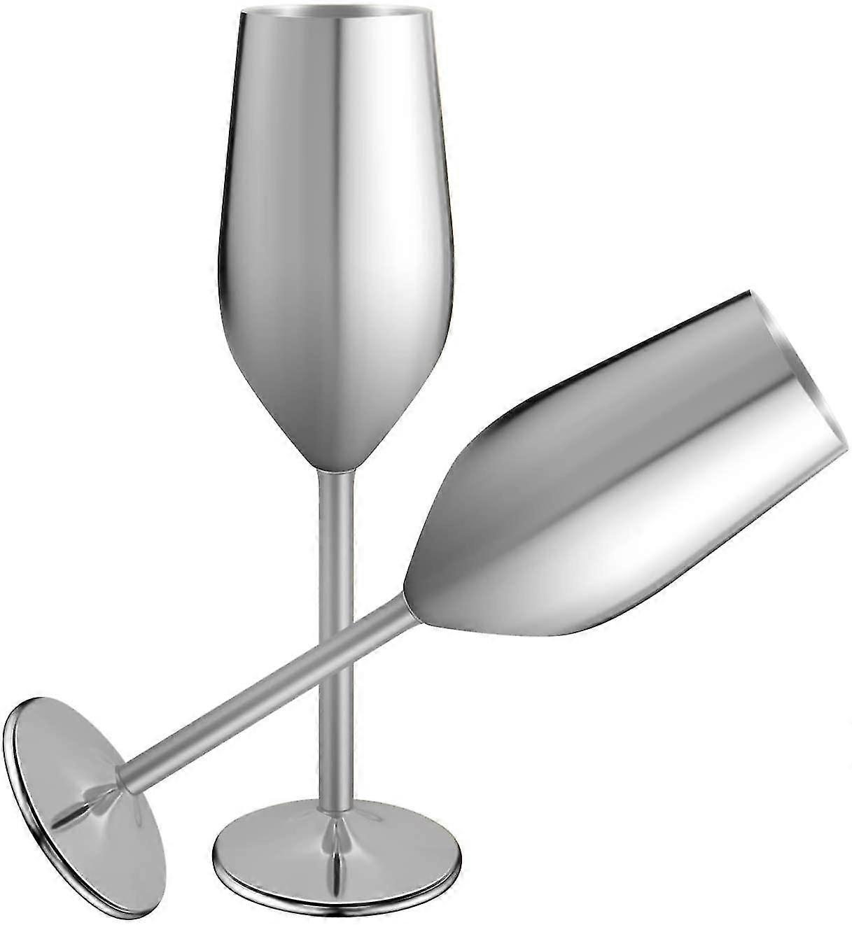 2 seturi de ochelari de flaut din inox sampanie, 201ml argintiu