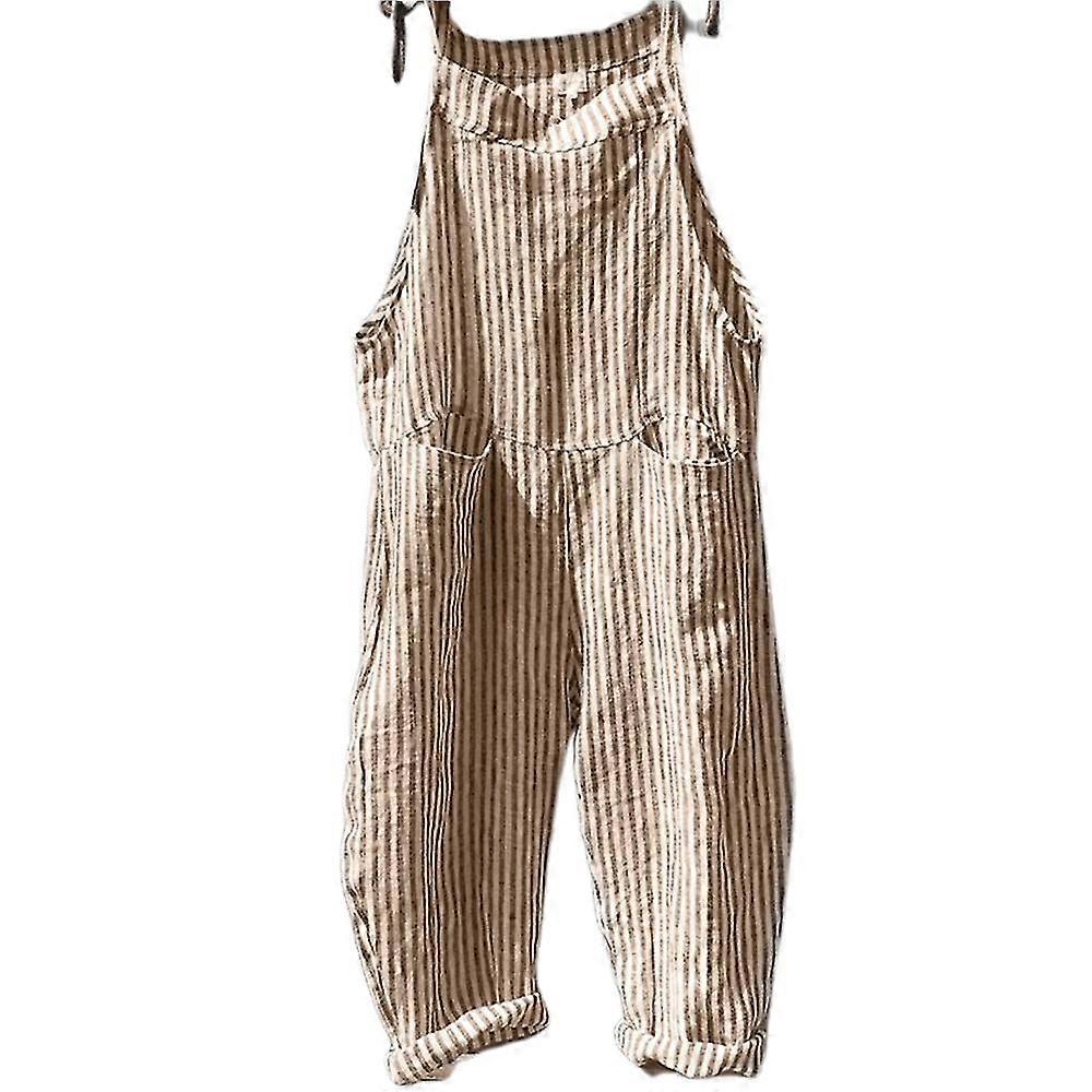 Femmes Rayées Dungarees Salopette Playsuit Pantalon de poche Combinaison