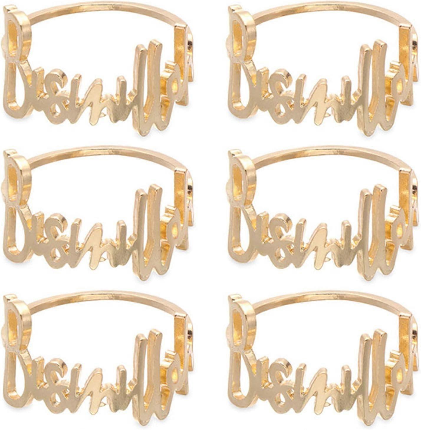 ronds de serviette - 6 pcs bismillah lettre en métal serviette de table anneau ensemble alphabet serviette boucles support table decor(go yji