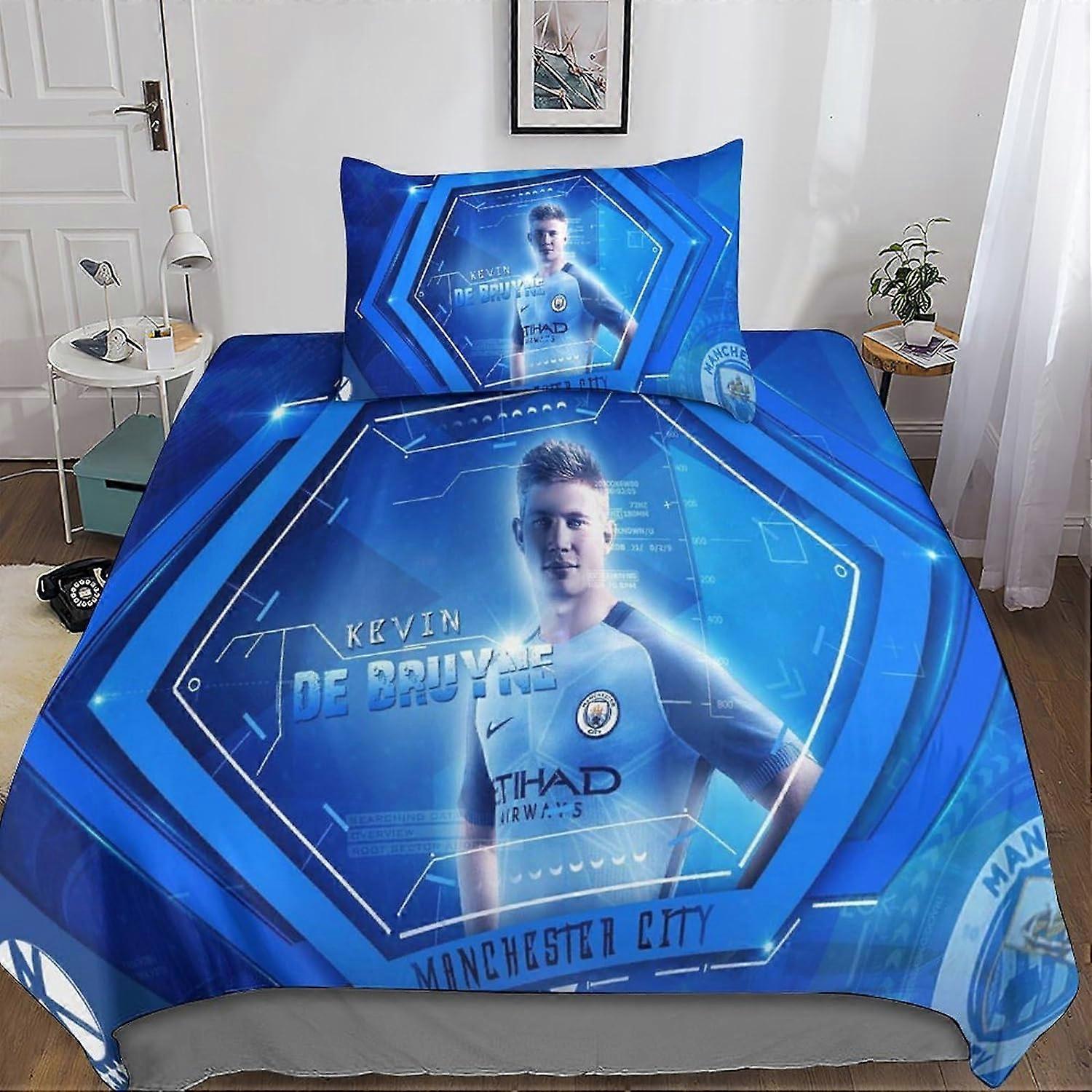 مجموعة الفراش Kevin de Bruyne 3D ، مجموعة الفراش 2 قطعة غطاء لحاف من الألياف الدقيقة وأكياس وسائد مع إغلاق بسحاب لسرير مفرد أو مزدوج