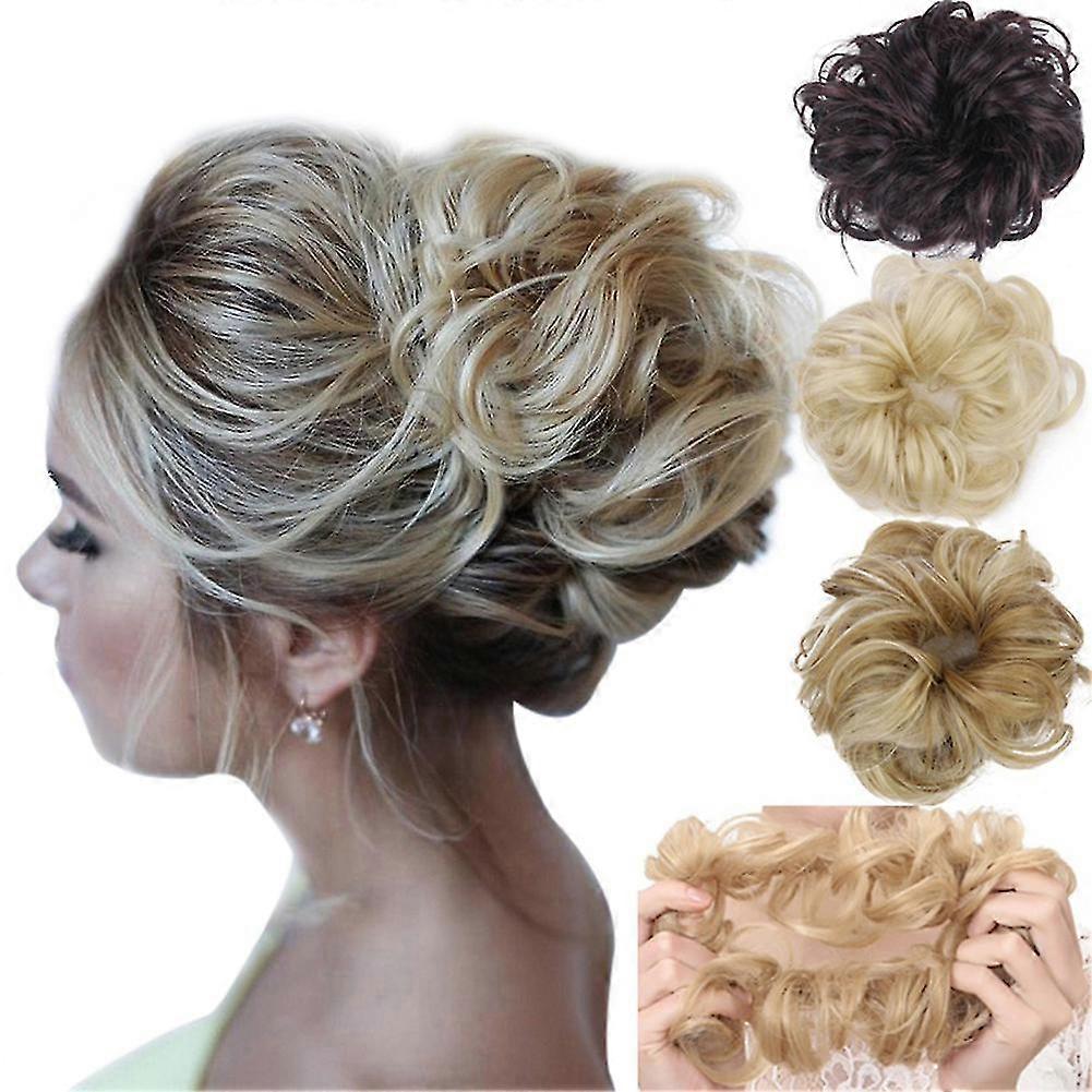 Farfi Mode Femmes Cheveux Bignon Extension Wavy Curly Messy Donut Chignons Perruque Postiche