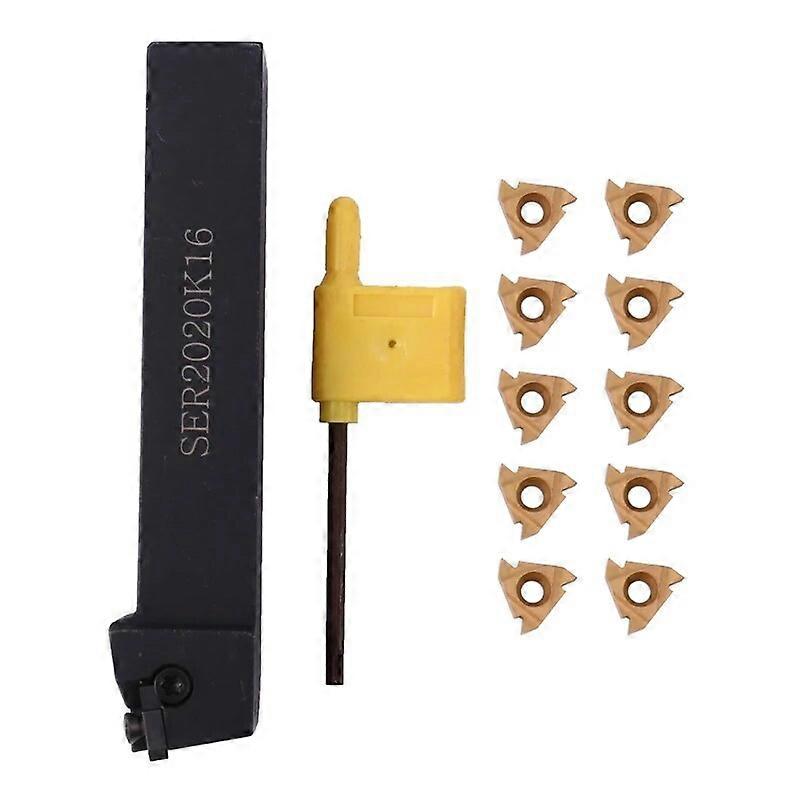 SERK16 CNC Lathe Turning Tool Holder Boring Bar With 10Pcs 16ER AG60 Blade Insert Machine Accessories Turning Tool Set