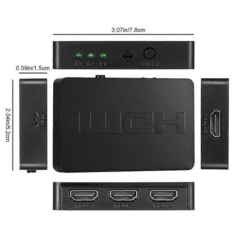 3 Port HDMI Switch Switcher Remote Control Splitter Box 1080p Full HD