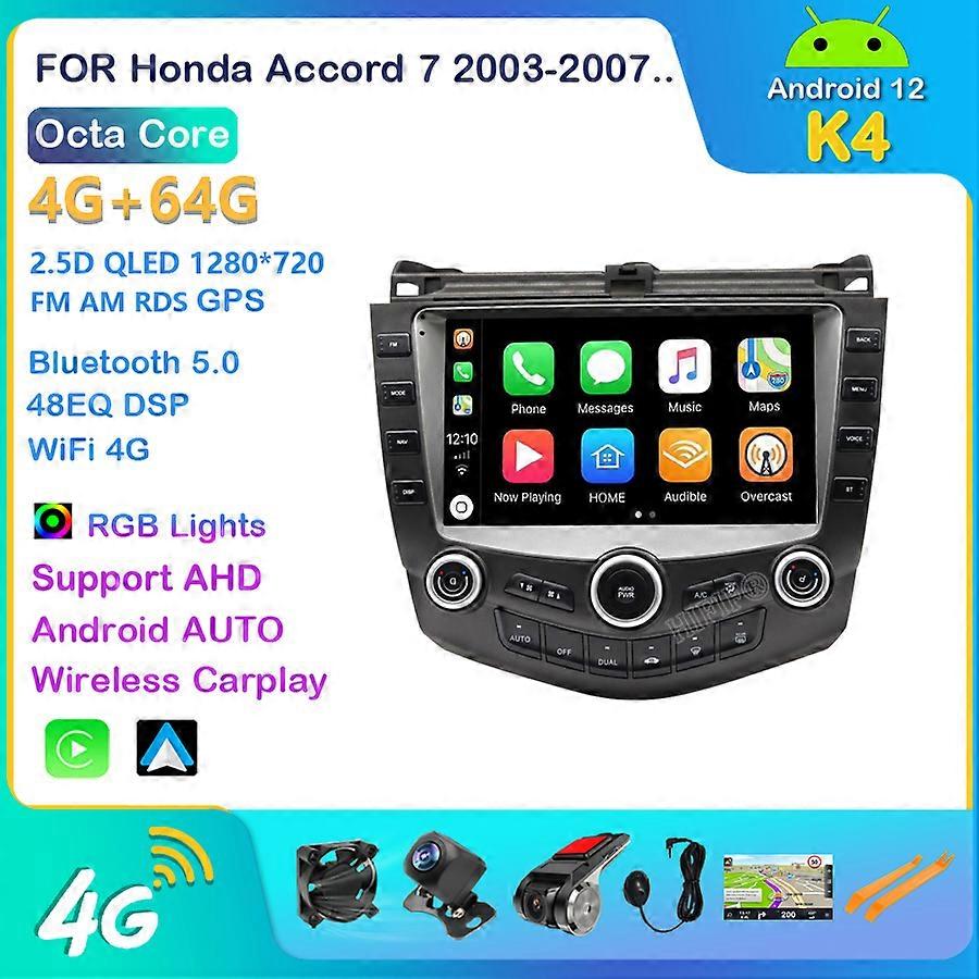 Android 12 2din Car Radio Multimedia video Player Navigation GPS IPS For Honda Accord 7 2003-2008 8 coreRDS Stereo receiver RDS