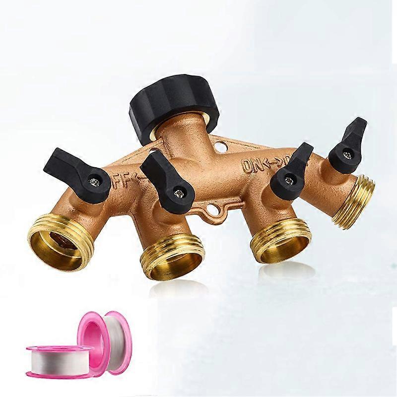 Garden Hose Splitter 2/4 Way Garden Tap Hose Adapter Nozzle Switcher Connector with Independently Shut-Off Valves for Irrigation