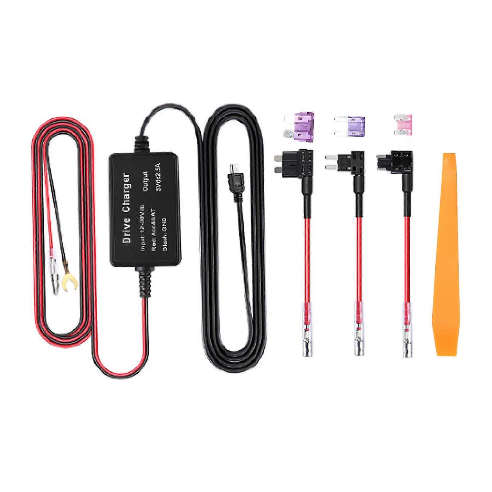 Dash Cam Hardwire Kit MINI USB Adapter High Security 12V?30V to 5V Widely for Mirror Cam GPS Navigator Radar Detector