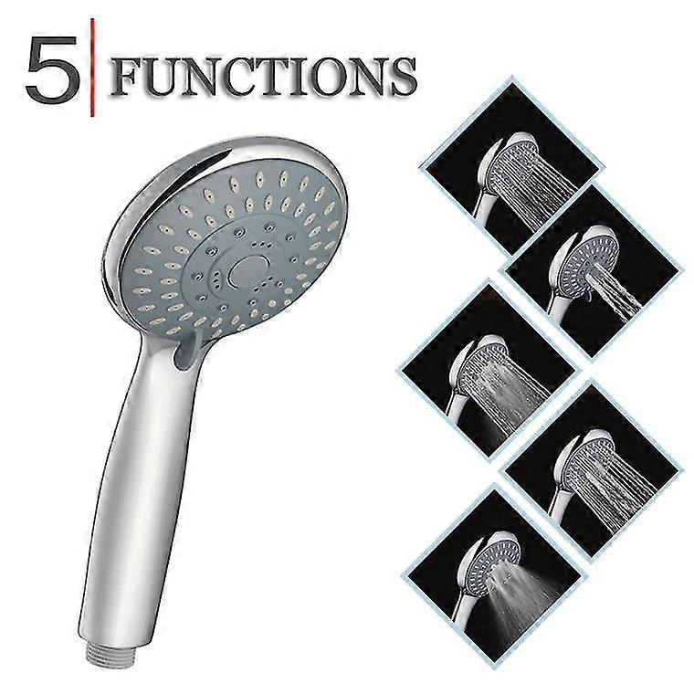 Dww-hand Held Shower Nozzle Abs Electroplating Five Function Spray Massage Water-saving Pressurization Hand Held Shower