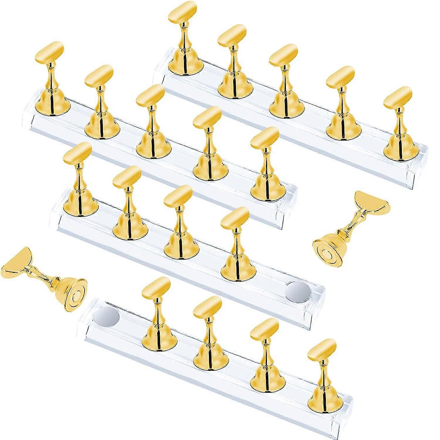 4sets Nail Stand Compatible With Press On Nails Display, Magnetic Fake Nails Holder Compatible With Painting Nails Practices, Beginner Acrylic Nail Ar