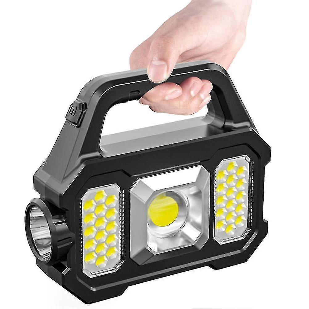 Multifunctional Searchlight Outdoor Waterproof Solar Charging Treasure Strong Light Flashlight Cob