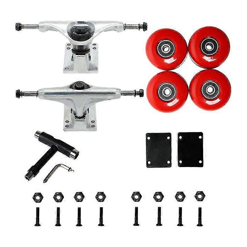 85a Skateboard Wheels With Abec-9 Bearings 54x36mm,silver+red