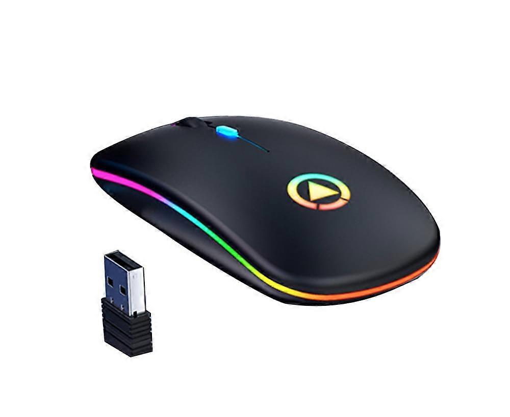 2.4G Wireless Rechargeable Bluetooth-compatible 3.0/5.0 Mute Gaming Mouse for Computer - Black