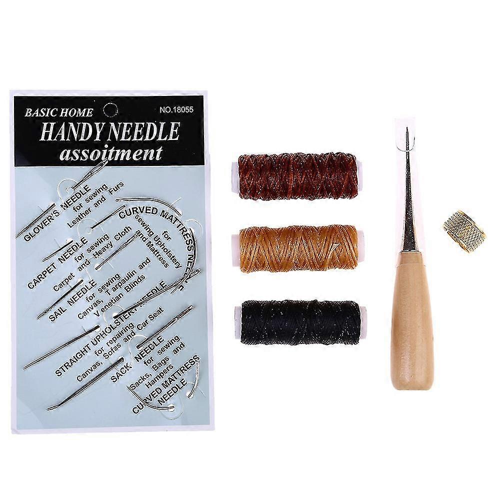 12pcs/set Leather Sewing Kit with Needles Waxed Thread Leather Sewing Tools