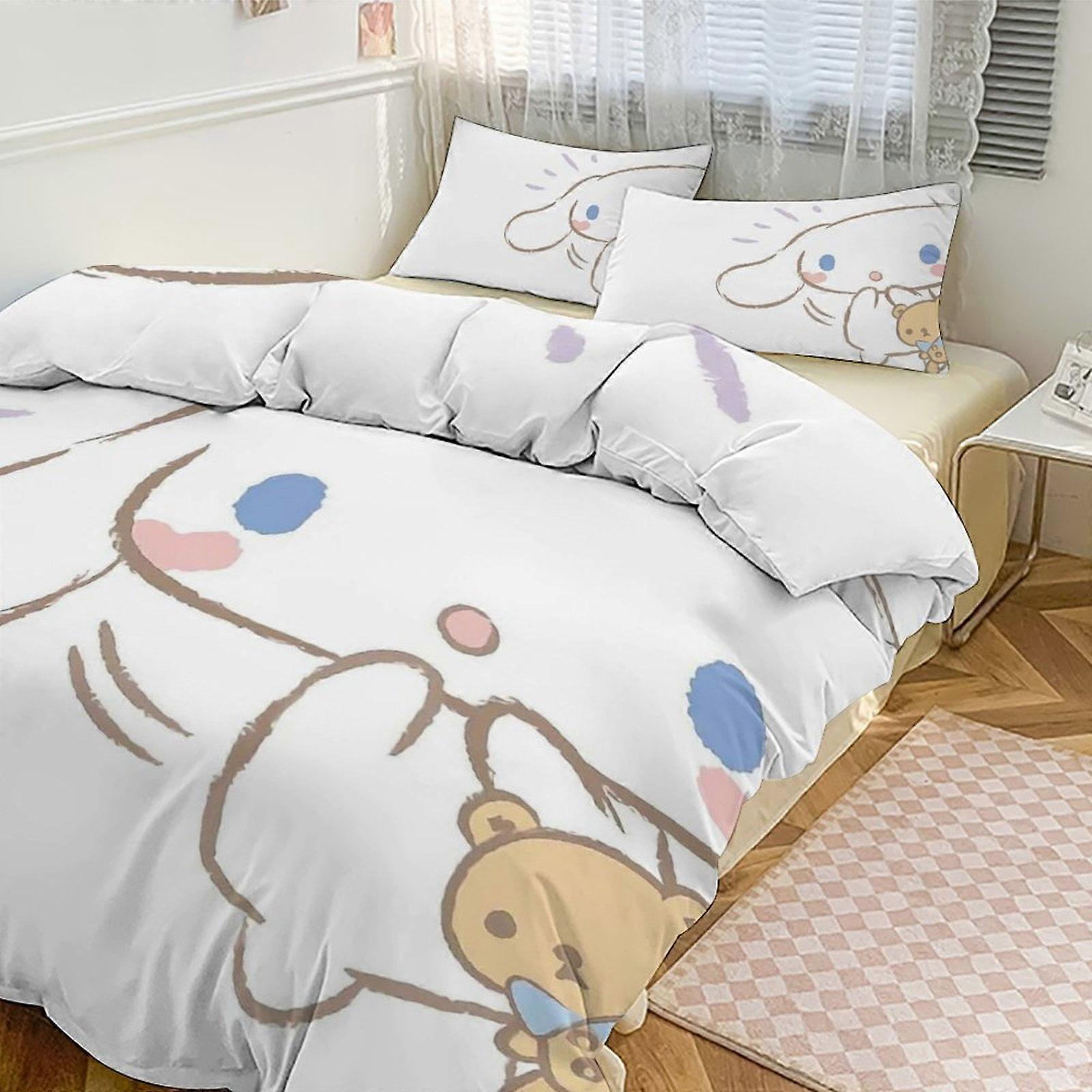 a2447 3PCS Cinnamoroll sängkläder set täcke påslakan set täcke överdrag för barn tonåringar sovrum dekoration jfr2447