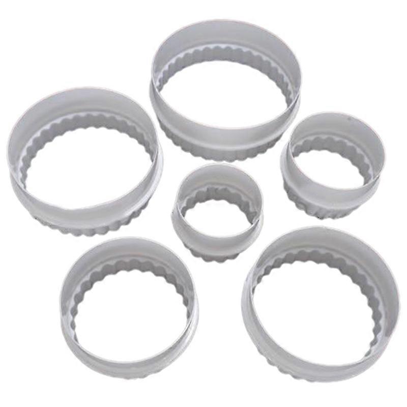 6Pcs/Set Round Plastic Scalloped Fluted Cookie Pastry Biscuit Cutter Cake Decor KAESI