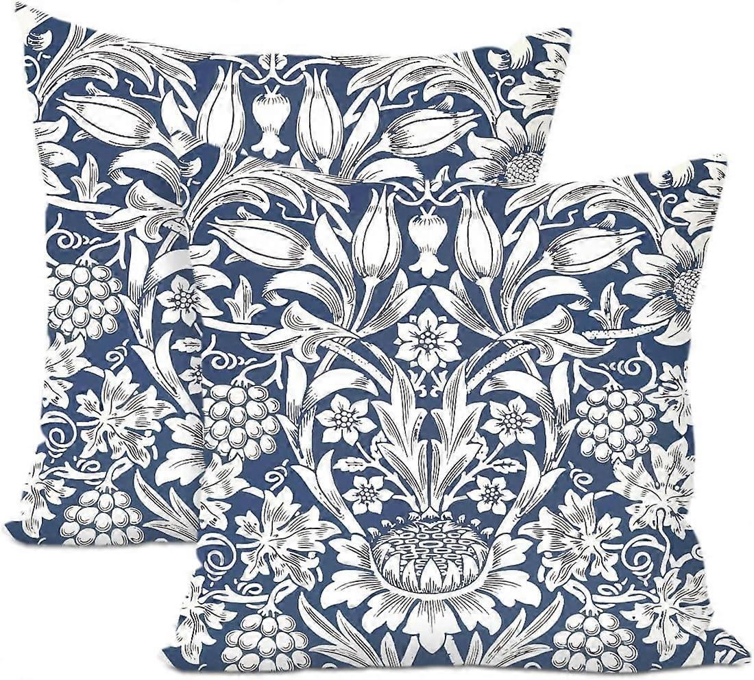 2 PCs Capas de Almofada Botânica Vintage 18x18, Capas de Almofada com Flores Florais, Capas de Almofada, Protetores de Almofada para Almofada de Fazenda
