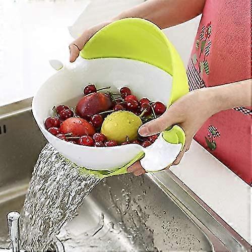 Double Layer Drain Basket For Washing Fruits And Vegetables, Rotatable