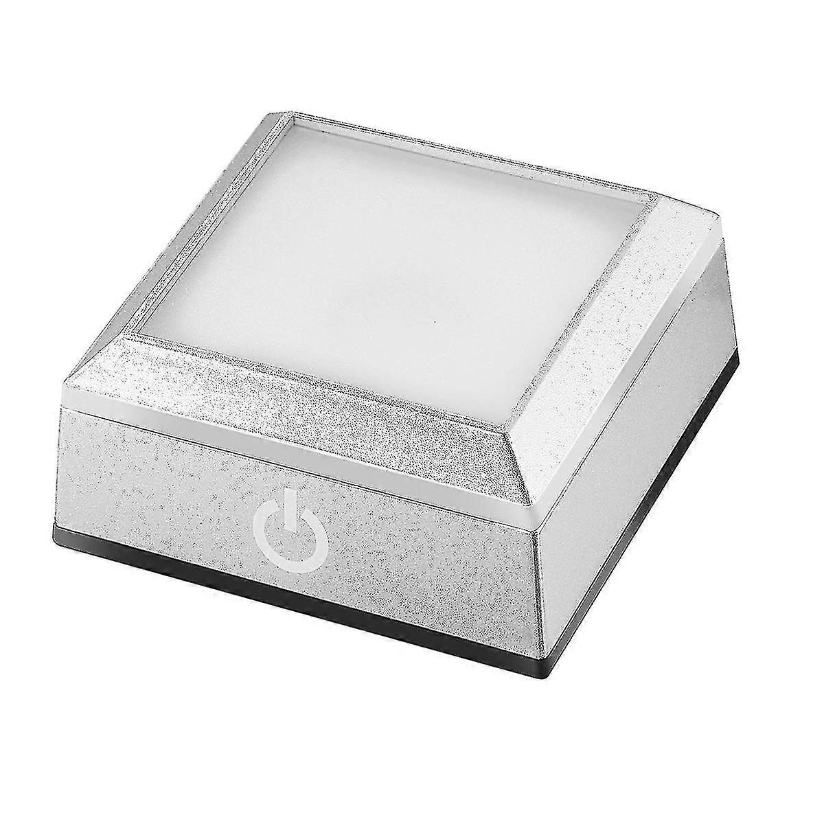 Ledmomo 1pc Led Light Base Display Show Stand With Sensitive Touch Switch Colorful Lights Square Crystal Stand