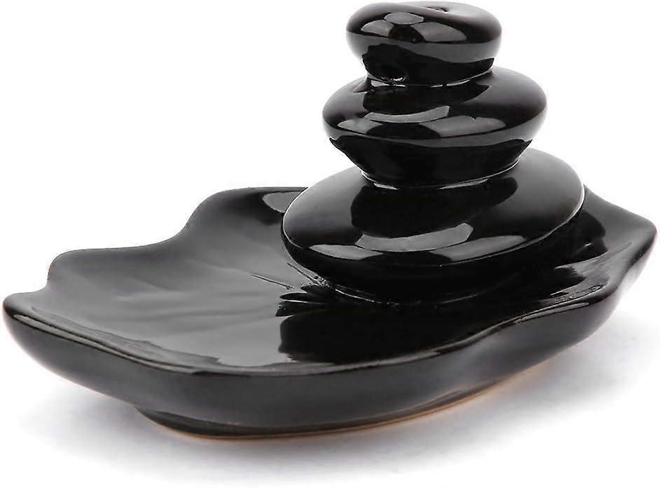 Incense Burner Smoke Cascade Backflow Holder Black Glaze Backflow Stick Inc