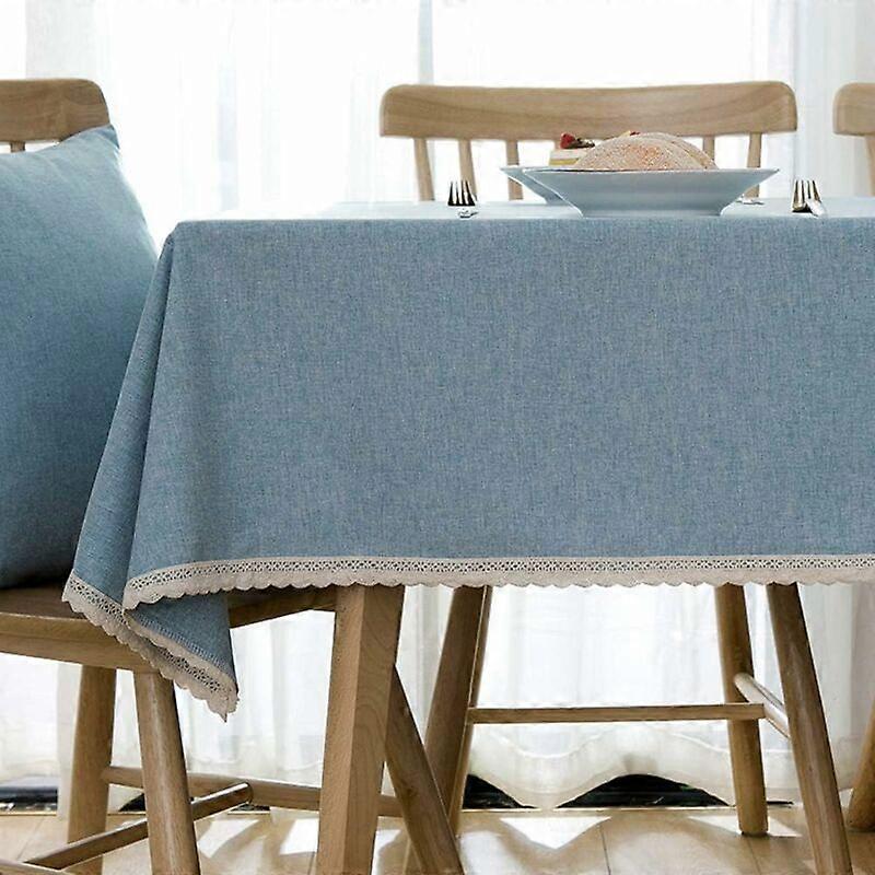 Solid Color Washable Table Cover,Rectangle Cotton Linen Tablecloth,Macrame Dust-Proof Fabric Kitchen Dining Table Home B 120*120CM