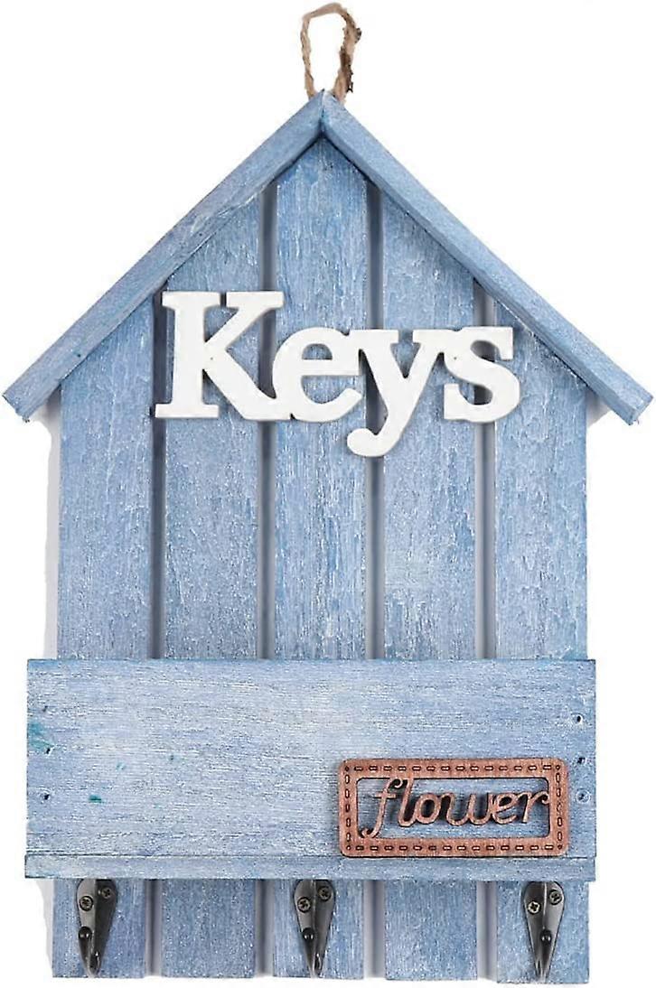 Wooden Key Box Wall Mounted(Blue)
