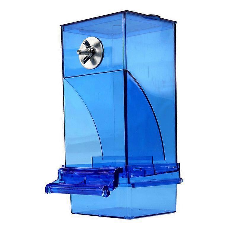 Automatic Bird Feeder for Cage, Acrylic Parrot Integrated Seed Feeder, Transparent Food Container Cage Accessories for Small Birds Lovebirds(Blue)