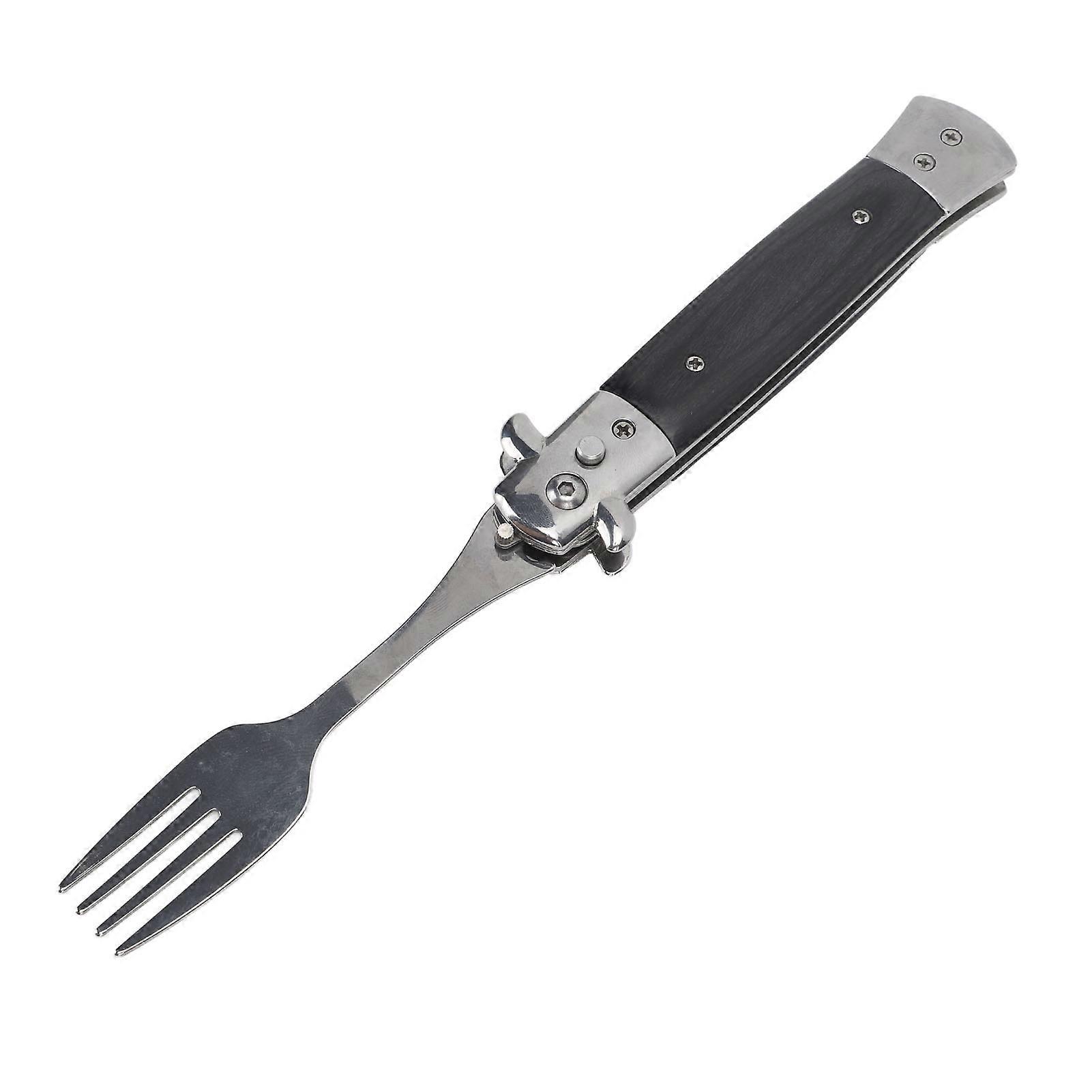 Folding Spring Fork Reusable Stainless Steel Automatic Foldable Spring Fork for Family School
